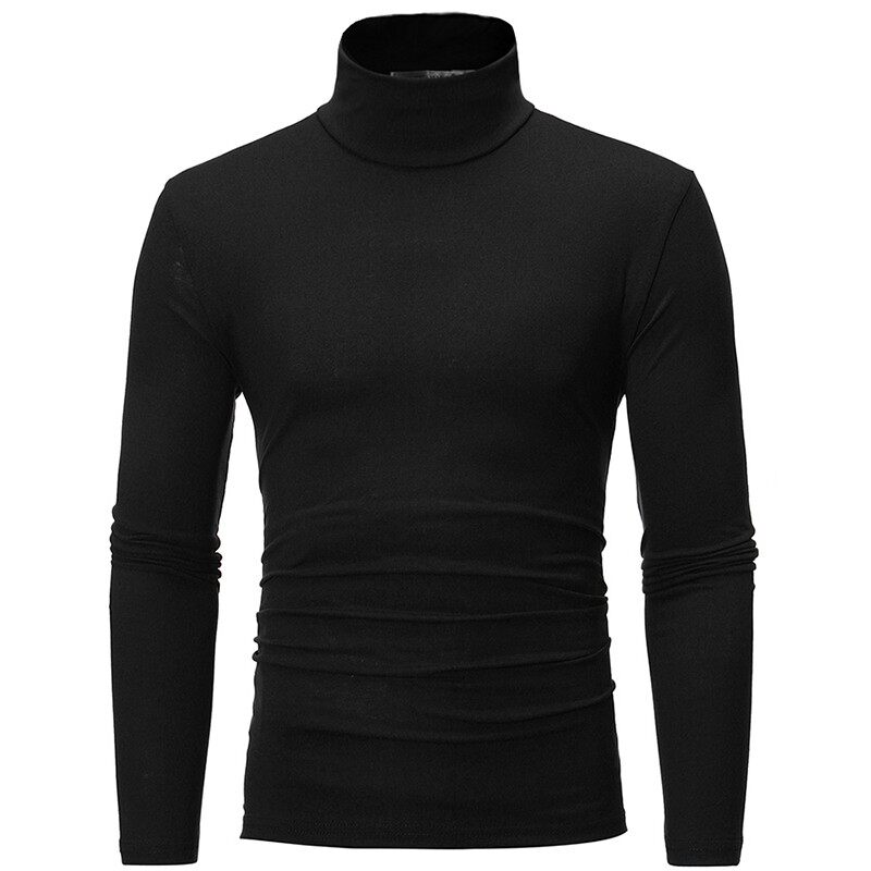 Mens Long Sleeve T Shirt High Neck 