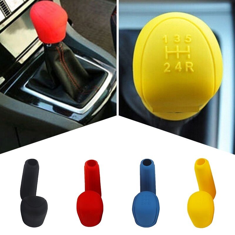 2Pcs Universal Manual Car Hand Brake Case Silicone Gear Head Shift Knob