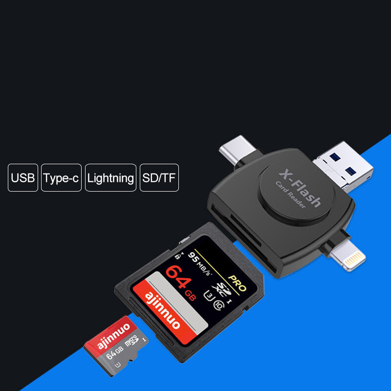 【ZNBY】đầu Đọc Thẻ Type-C/Lightning/Micro USB 4 Trong 1 Đầu Đọc Thẻ Micro SD Cho Android/Máy Tính/Ios Có Chức Năng OTG