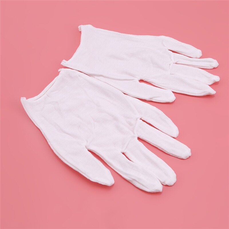 Feng Qi shop12 Đôi/Túi Găng Tay Cotton Đóng Hộp Riêng Biệt Dưỡng Ẩm Màu Trắng Eczema