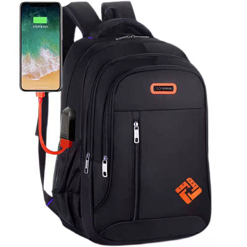 ELACCENT Korean version of men's student schoolbag large capacity junior high school backpack black backpack