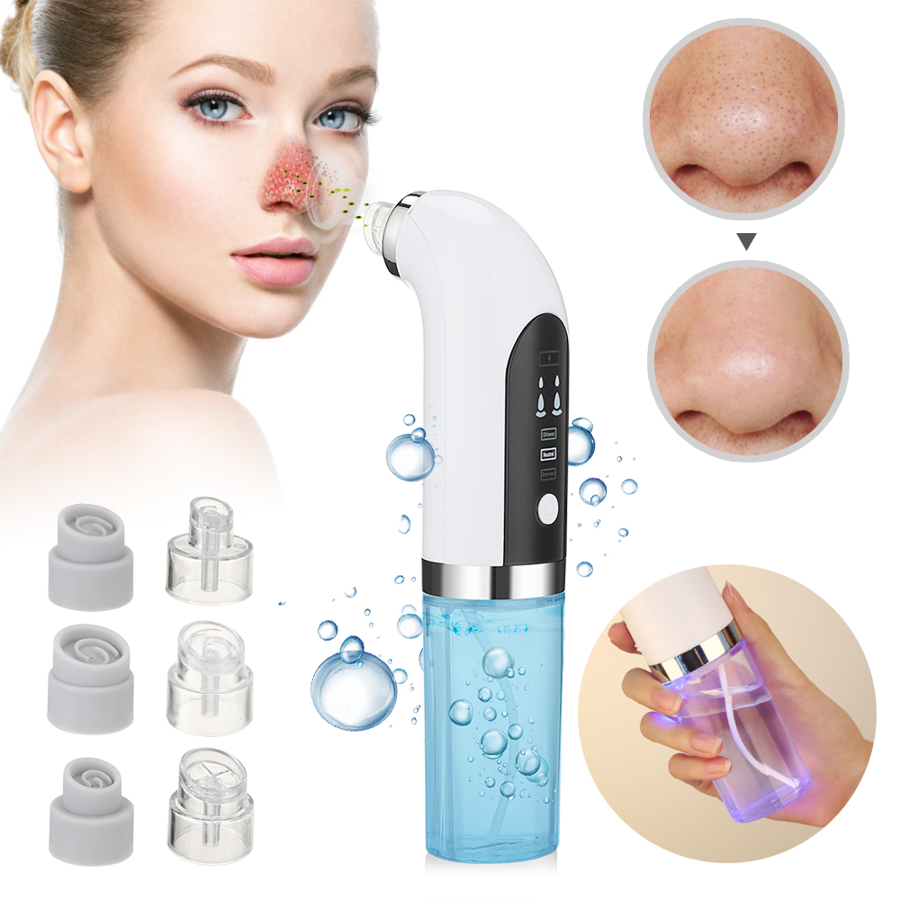 MOFAJIANG USB Rechargeable Electric Water Cycle Blackhead Remover Vacuum Suction Blackhead Acne Extractor Pores Deeply Cleaning Tool Whitehead Extractor Facial Skin Cleaner 3 Levels 6 Replacement Heads