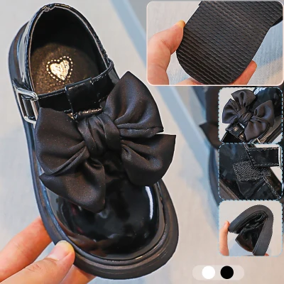 Children's Bow Shoes Girls Princess Shoes British Style Leather Shoes Kids Soft Sole Single Shoes