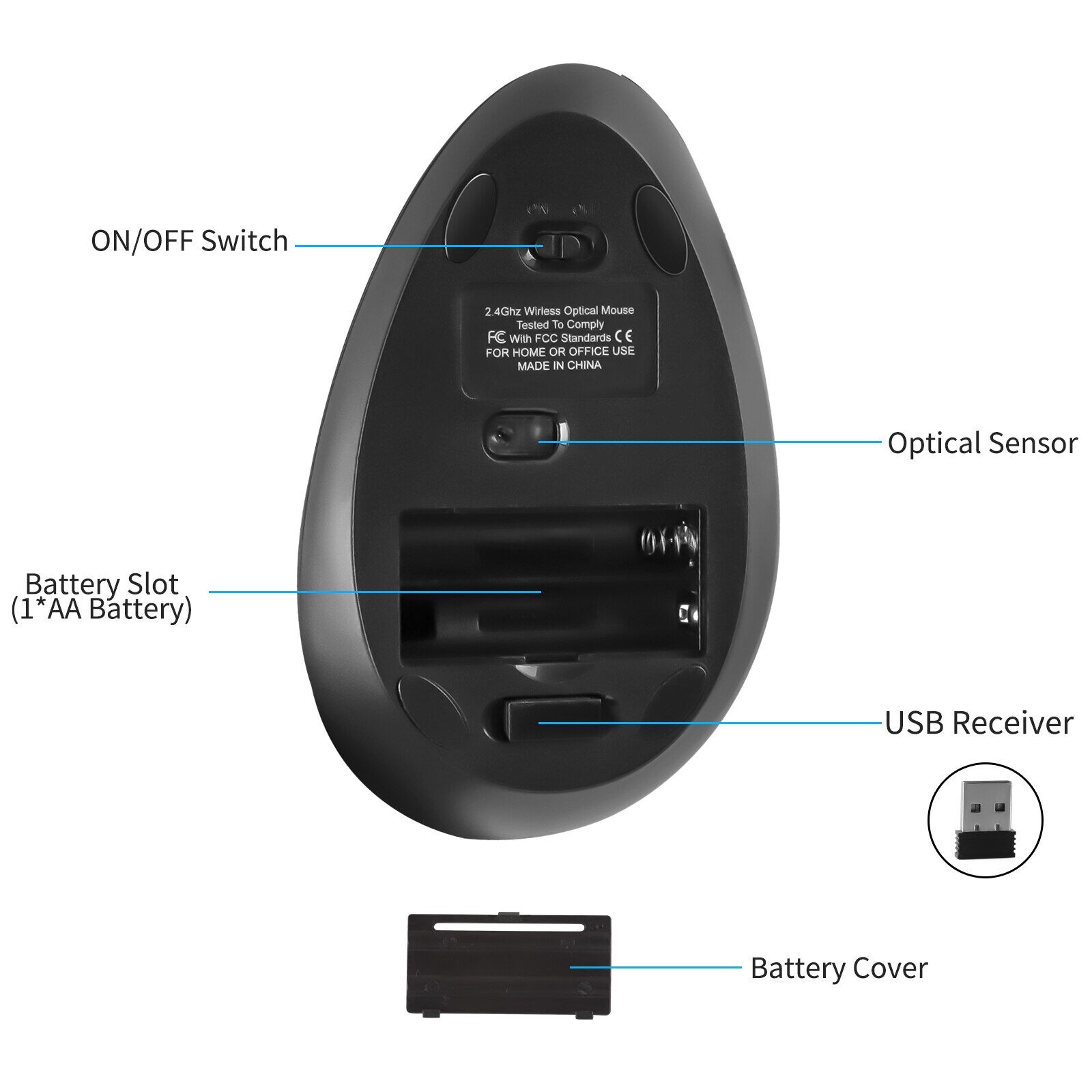 Chuột Đứng Công Thái Học Khỏe Mạnh Chuột Quang Chơi Game USB Chuột Không Dây Máy Tính 1600 DPI Cho Máy Tính Xách Tay Máy Tính Văn Phòng Máy Tính Bảng Windows