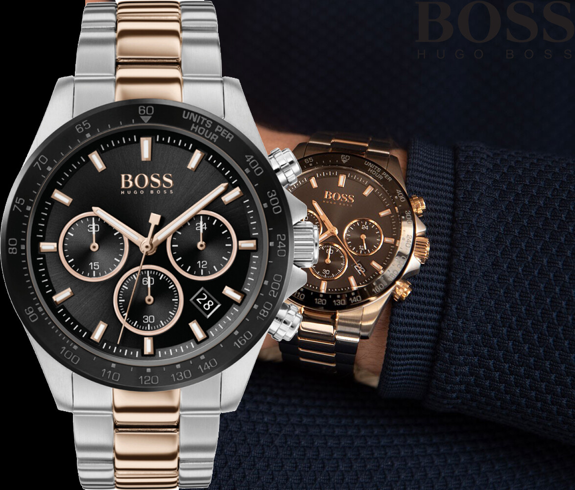 Hugo Boss Professional Black Dial Two Tone Steel Strap Watch for Men - 1513529