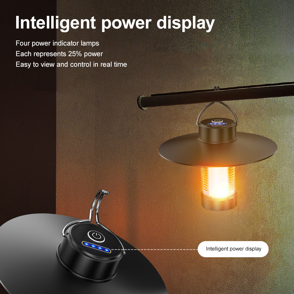 VIRWIR Camping Lights Mini Tent Light USB Rechargeable Lanterns 4 Lighting Modes Portable Hanging Lamp Waterproof Flashlight Spotlight Work Lights With Tripod Hook Magnet for Outdoor Camping Emergency Light