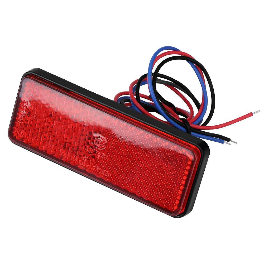 【Ready Stock】Universal Motorcycle Scooter Moped Rectangle LED Reflector Tail Brake Light Stop Lamp Red shell red light