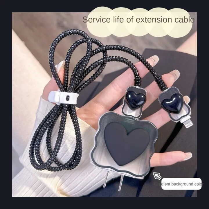 Love Charger Set Cable Protectors Set For IPhone 11 Charging Protector USB Data Cable Line Protection Spiral Cable Protector