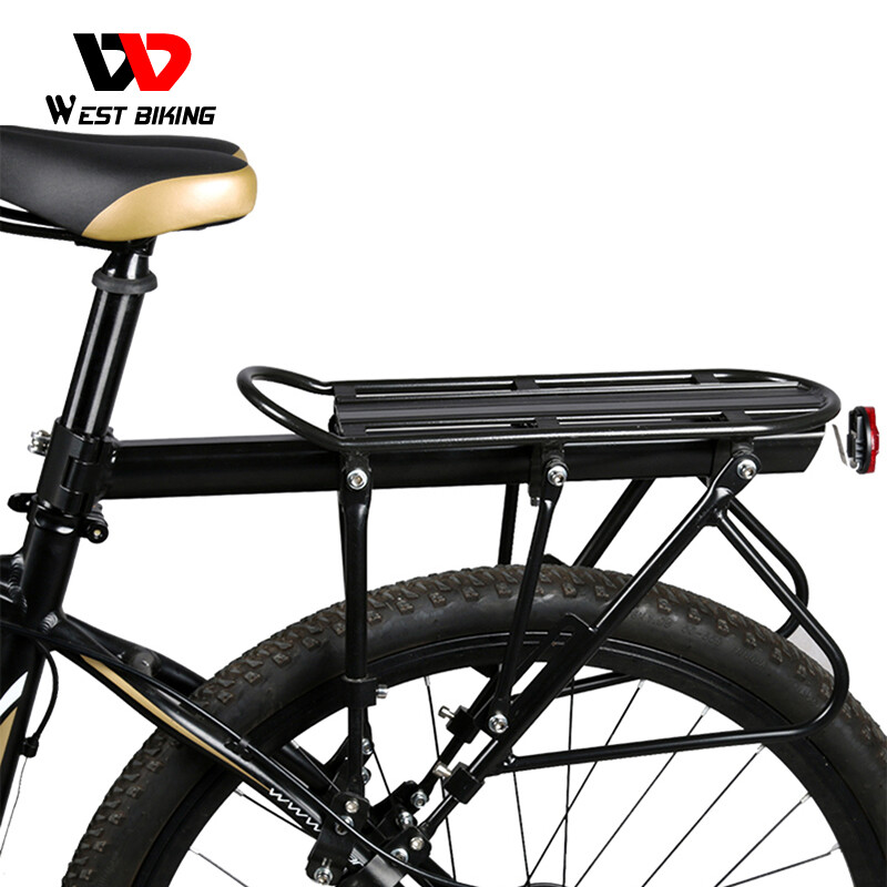 WEST BIKING 140KG Load Bicycle Racks Luggage Carrier With Reflector Aluminum Bike Rear Seat Rack Quick Release Cargo Bike Rack