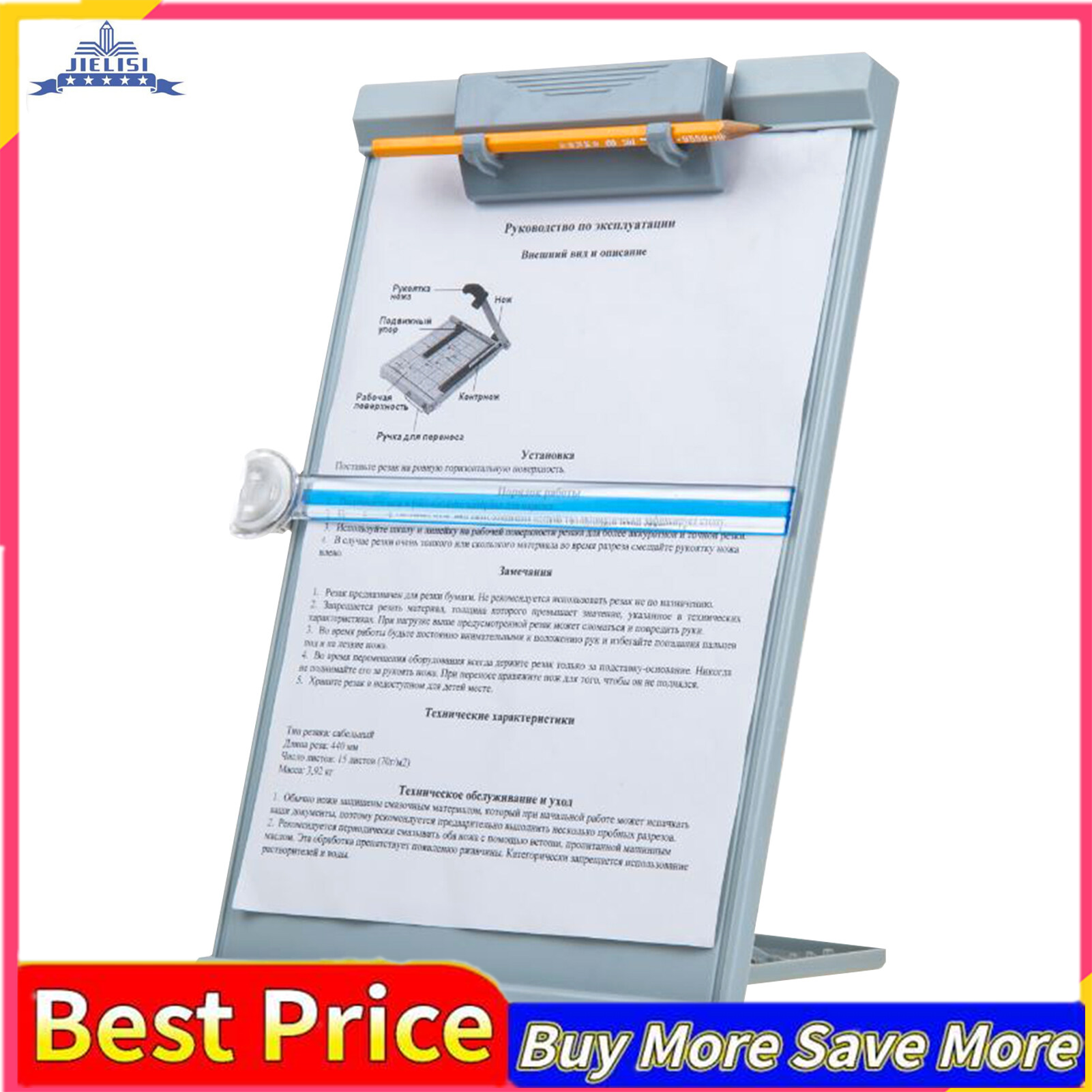 JIELISI A4 Reading Holder Desktop Document Holder With Adjustable Clip Document Reading Stand For Office/School/Home