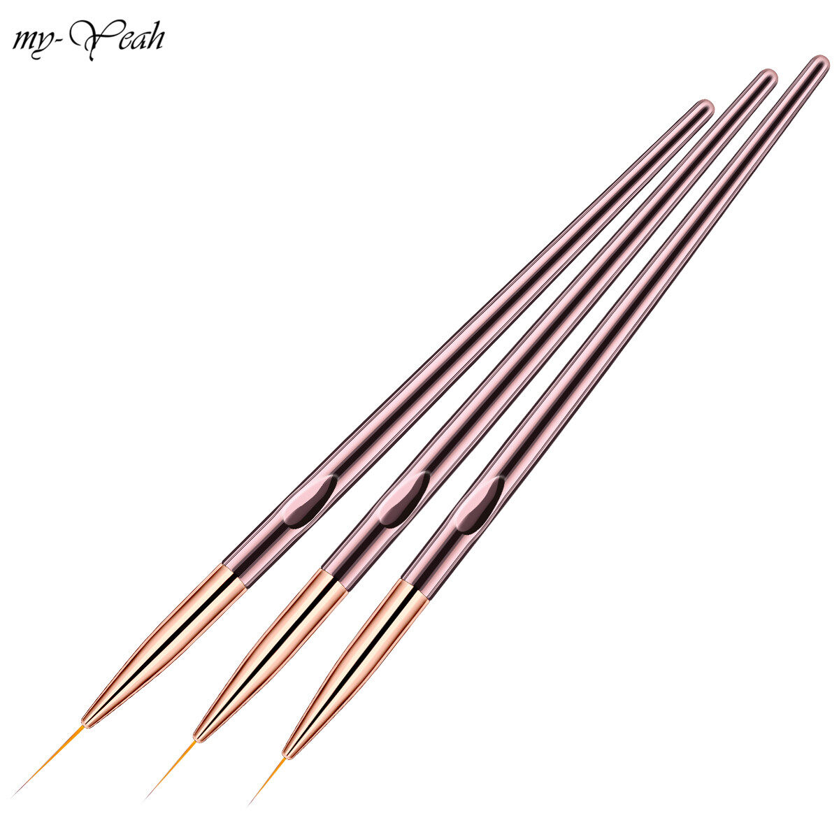 myyeah 3Pcs/set Nail Art Champagne Acrylic Stripes Lines Liner Drawing Brush French Flower Grid Painting Pen 3D DIY Manicure Tool
