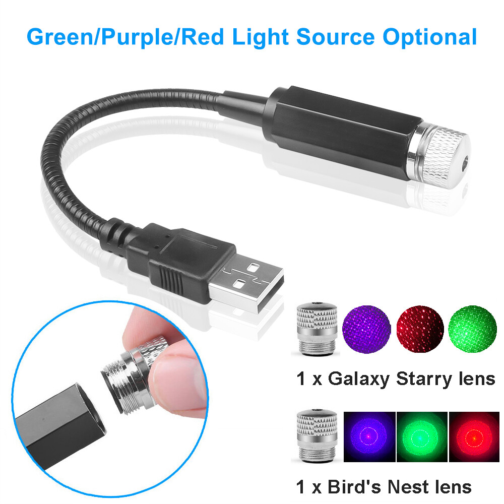 Aitemay 360 Degree Rotation Car Roof Atmosphere Light Interior USB LED Decorative Lamp Auto Project Multiple Lighting Effects