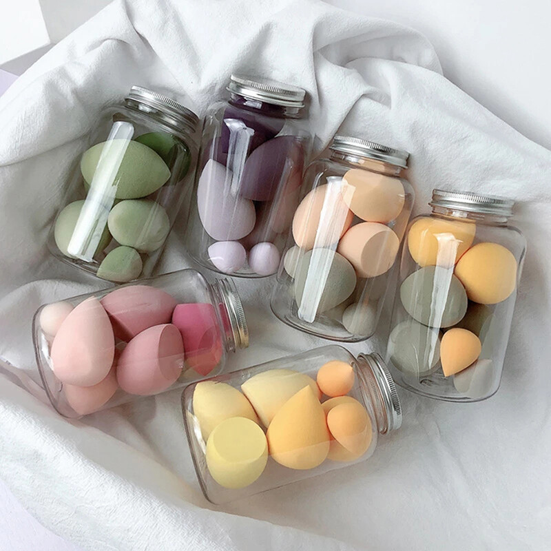BEAUTYBIGBANG 7Pcs Mix Size Makeup Puff Sponge Set Dry&Wet Use Foundation Powder Blush Cosmetic Sponges Women Make Up Tools with Storage Box