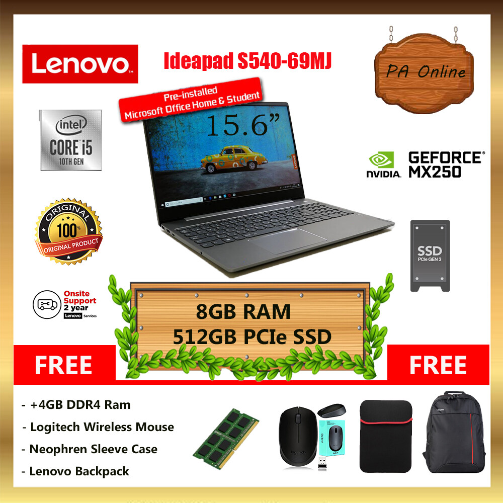 Lenovo Ideapad S540-15IML 81NG0069MJ -(20GB RAM MAX) -Intel Core i5-10210u/8GB (Max 20GB ) RAM /512GB SSD/2GB NVD MX250 /15.6 Full HD/Win 10/2 Years Malaysia