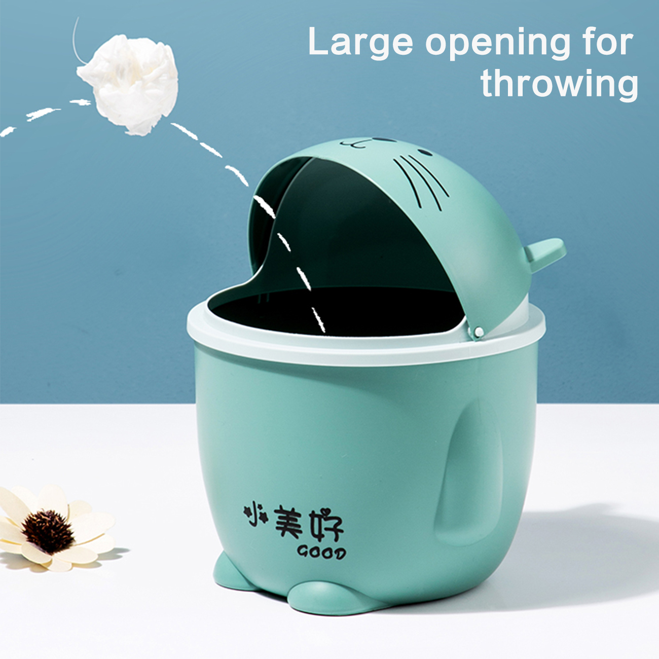 Homenhome Thùng rác mini có nắp đậy kiểu dáng sáng tạo cho phòng ngủ và ký túc xá - INTL chính hãng-INTL