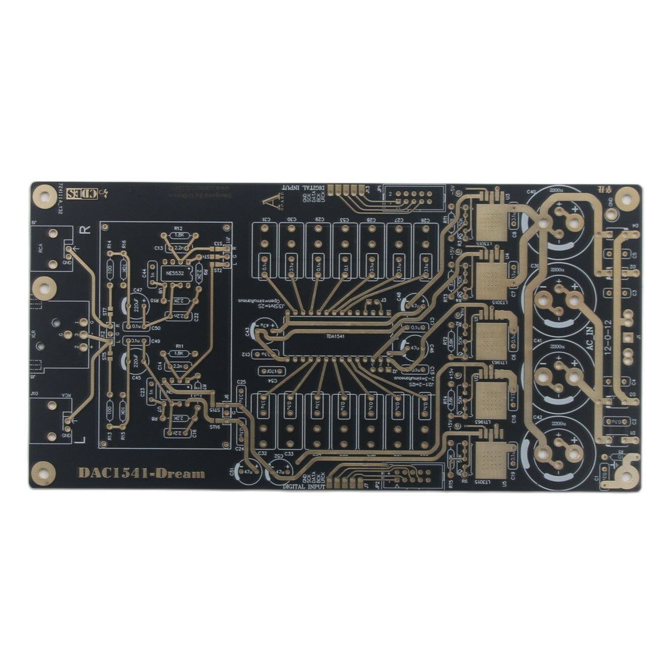 Based on tda1541 audio dac decoder board pcb -plated traces audio accessories