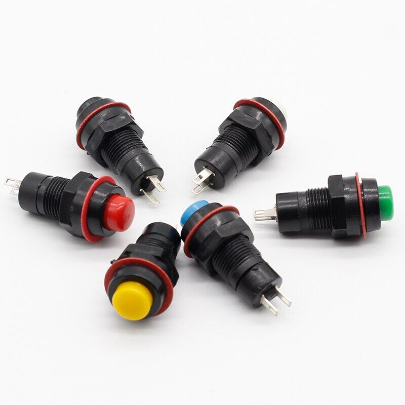 NEW 6pcs/lot Push Button Switch 10mm Momentary / Self Locking Round Button Switch