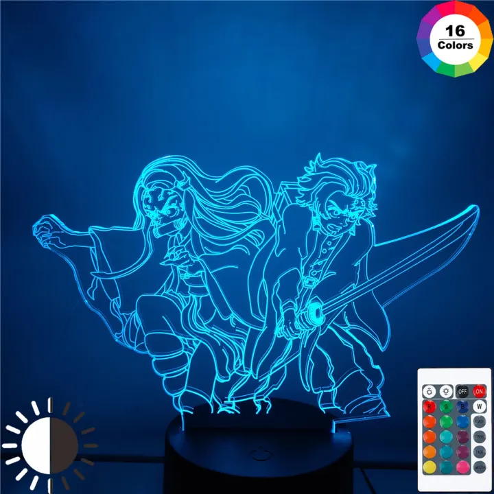 demon slayer lampu malam led 3d kamado tanjirou nezuko lampu meja lampara lampu meja kimetsu no yaiba anime pencahayaan dekorasi rumah