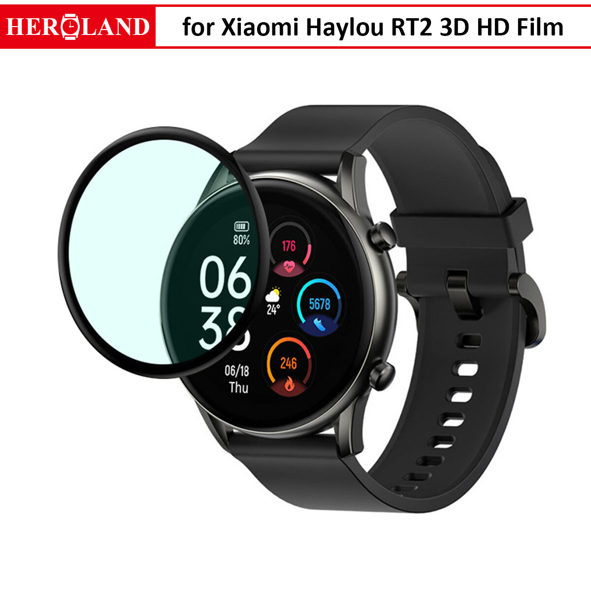 Màng Bảo Vệ Cong 3D Cho Đồng Hồ Thông Minh Haylou RT2 Miếng Dán Màn Hình Kính Cường Lực Chống Trầy Xước