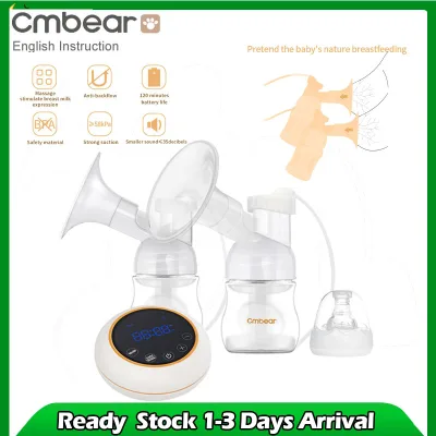 2020 Cmbear Large Suction USB Electric Double Breast Pump breast feeding Advanced automatic massage Electric Breast Pumps USB BPA Free Rechargeable Breast Pumps baby bottles Feeding With Nursing Milk