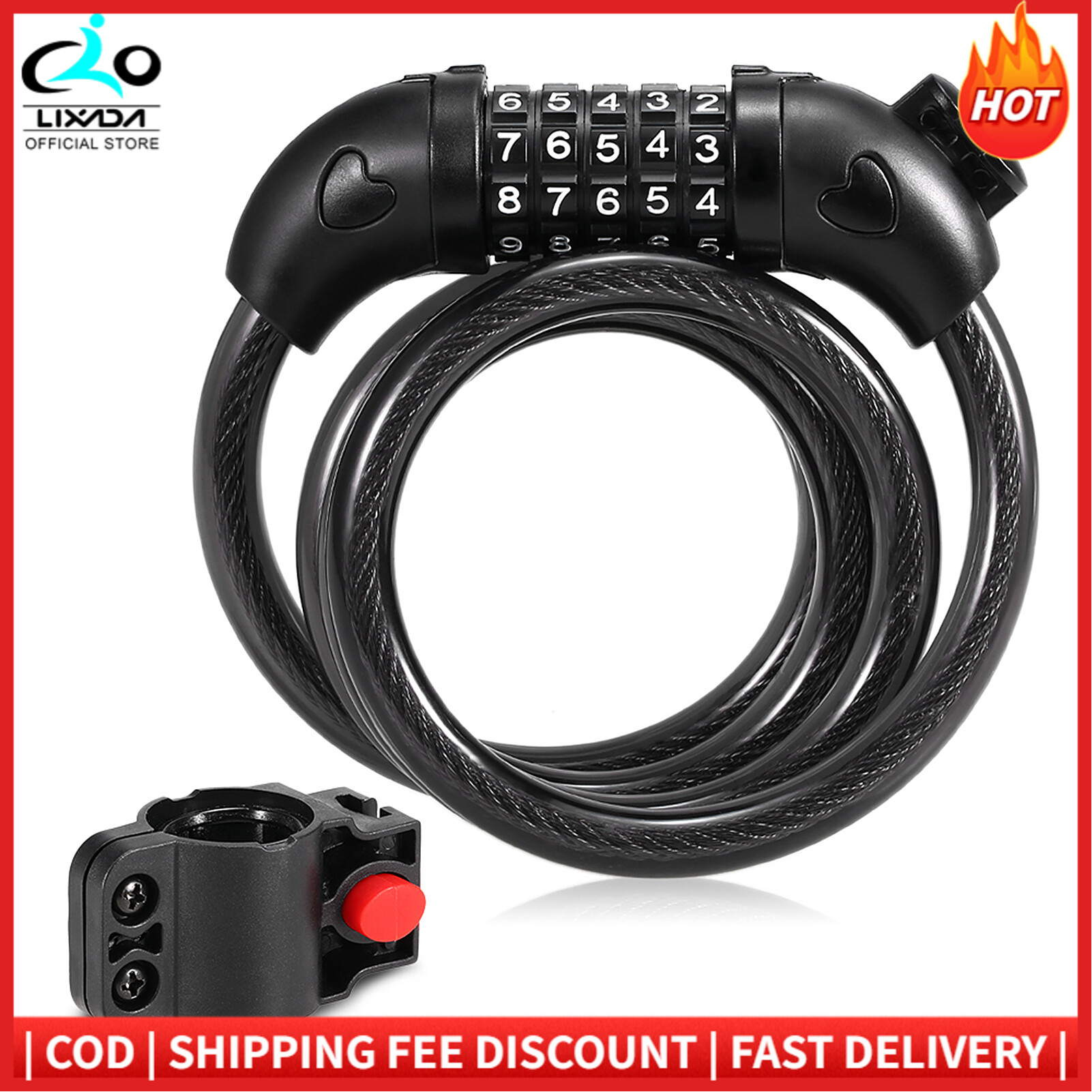 Bicycle Coded Wire Lock Anti-theft 5-Digit Coded Lock Anti-shear Safety Cable Chain Lock Waterproof Bike Tyre Shackle