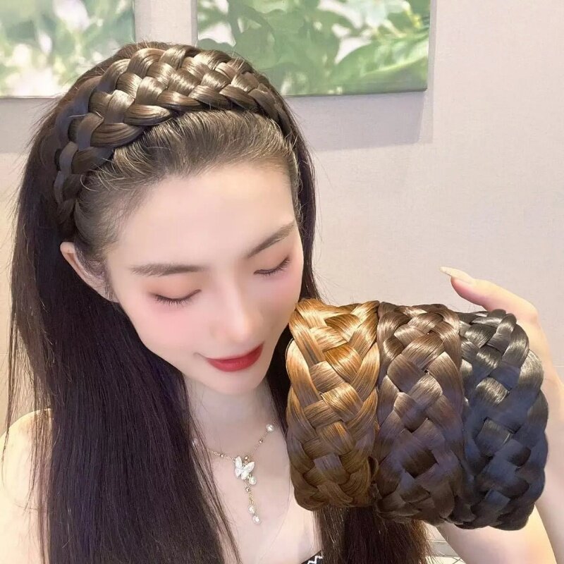 Tóc Giả Rộng Vành Mới Băng Đô Tết Tóc Giả Bện Xương Cá Băng Đô Bện Rộng Băng Đô Bện Rộng Dày Tóc Giả