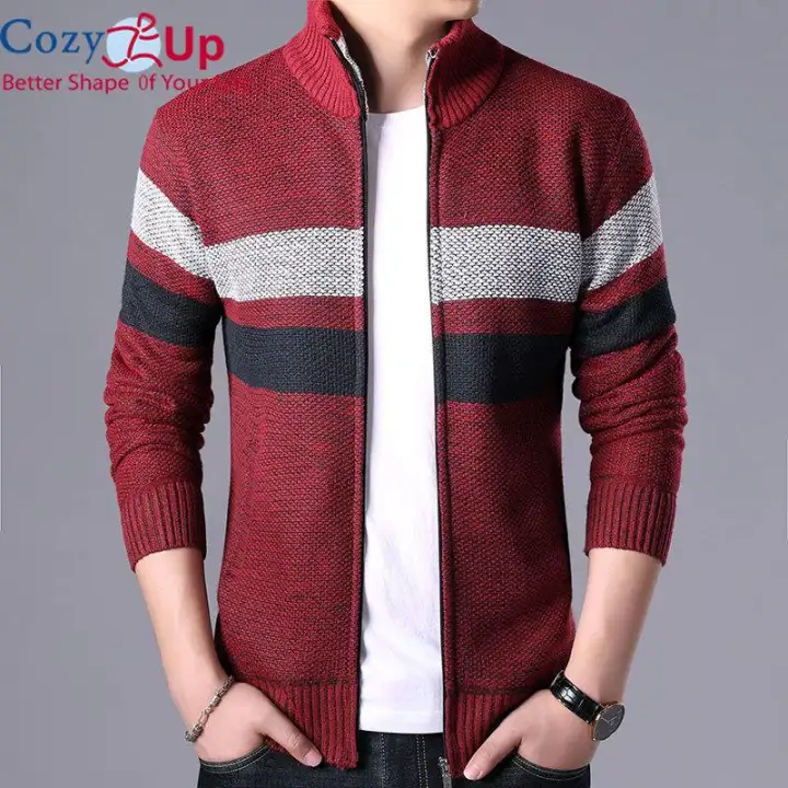 colorblock slim zip sweater