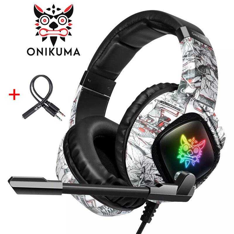 ONIKUMA K19 Gaming Headset with Mic and Noise Cancellation Headphone Gaming with Led Light for Mobile Phone Laptop PS4 PC XBOX Singapore