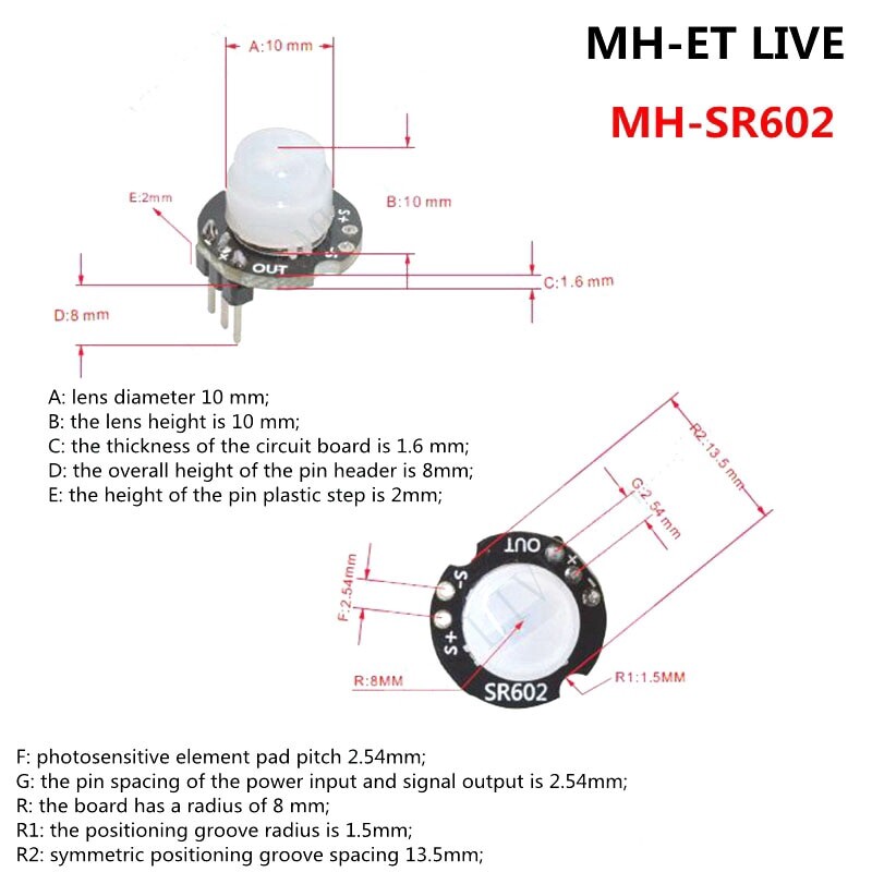 Mini SR602 Cảm Biến Chuyển Động Mô-đun Dò Hồng Ngoại Hỏa Điện Bộ Dụng Cụ Chuyển Đổi Cảm Giác PIR Cho Arduino