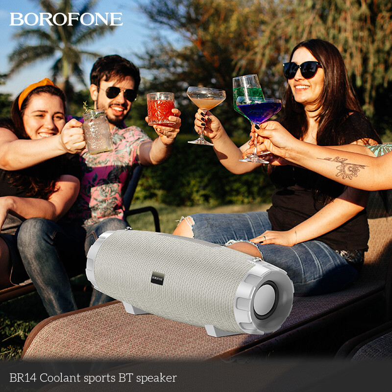 BOROFONE BR14 Sports Bluetooth Speaker Power 8W*2 Portable Outdoor Support Bluetooth Playback/ TF card/ USB/ AUX/ FM Playback Modes Wireless Bluetooth Speaker Outdoor Audio Player Music