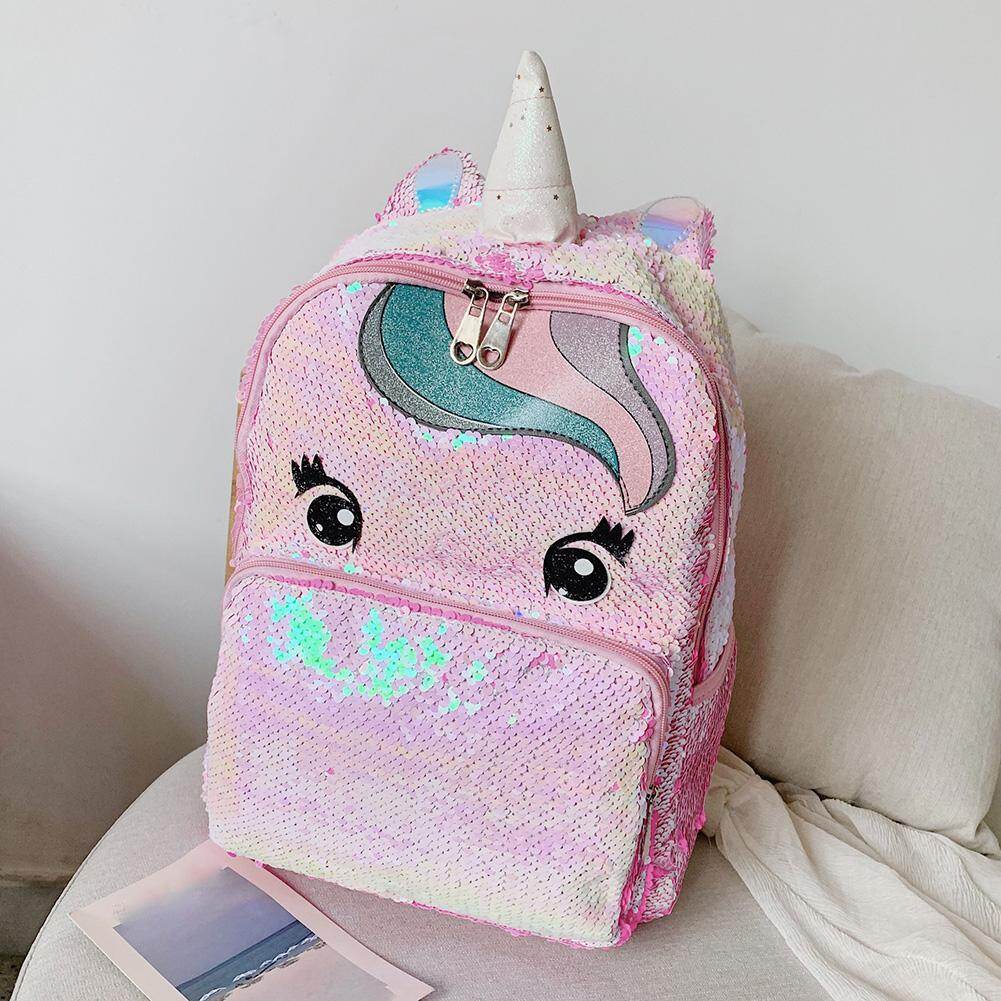BAGOO 2020 New Fashion Women Unicorn Cartoon Cute Sequin Backpack Teenager Girl Shoulder Book Schoolbag Backpack for women On Sale