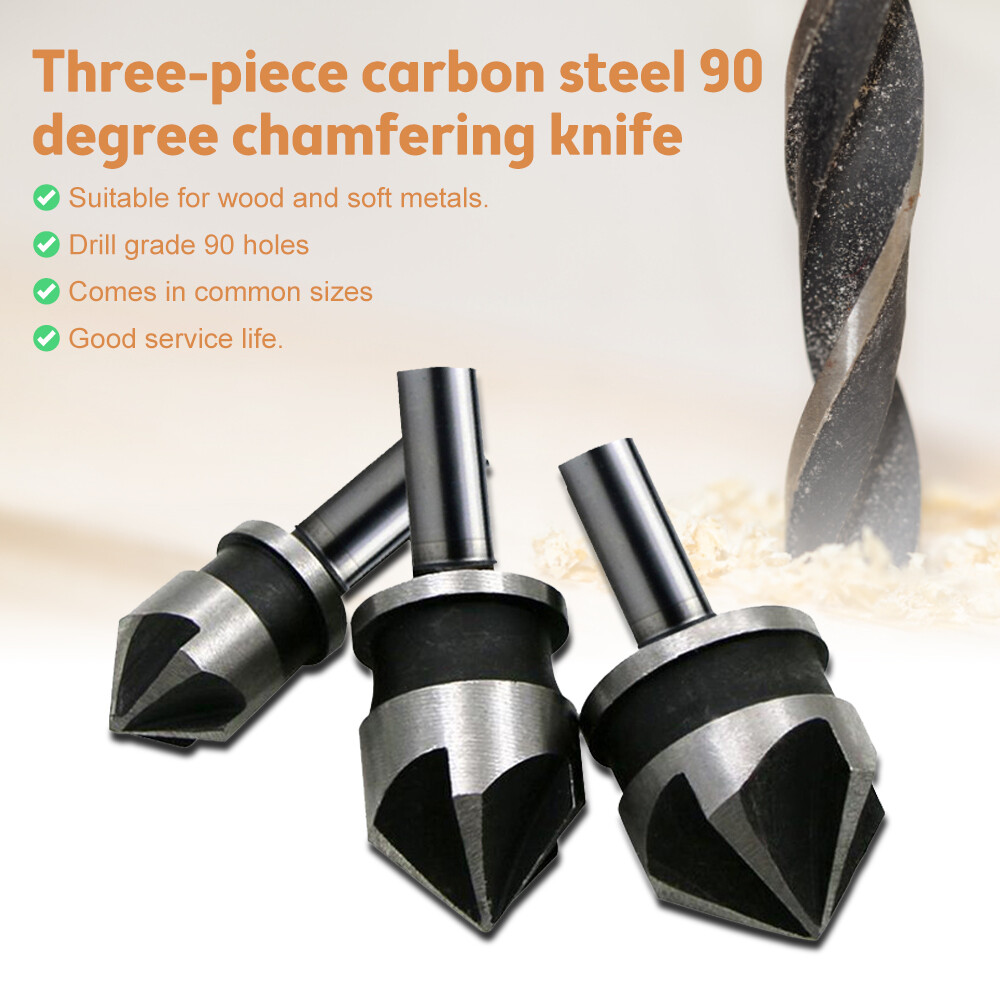 3Pcs Hex Countersink Boring Set 12mm/16mm/19mm for Wood Metal Quick Change Drill Bit Tools Hexagonal Shank Carbon Steel