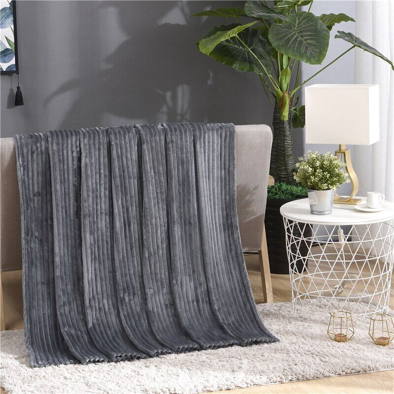 Super Soft Quilted Flannel Blankets For Beds Solid Striped Mink Throw Sofa Cover Bedspread Winter Warm Blankets120x200/200x230cm