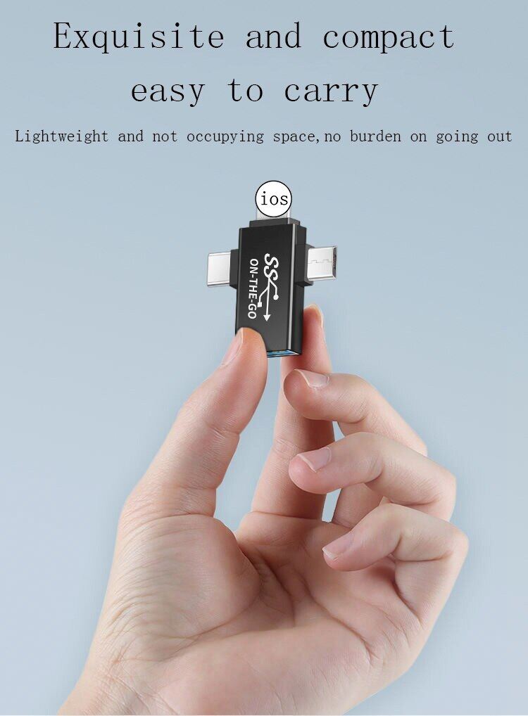 Bộ Chuyển Đổi OTG 3 Trong 1 Phích Cắm Chuyển Đổi Ánh Sáng Type C Micro Usb Sang Usb 3.0 Bộ Chuyển Đổi Truyền Dữ Liệu Android Đầu Nối Otg Type C