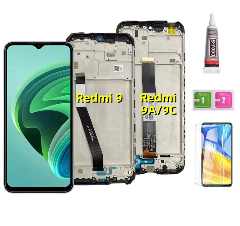 Original lcd with frame for xiaomi redmi 9 redmi 9a/9c 1 lcd display with touch screen glass panel assembly