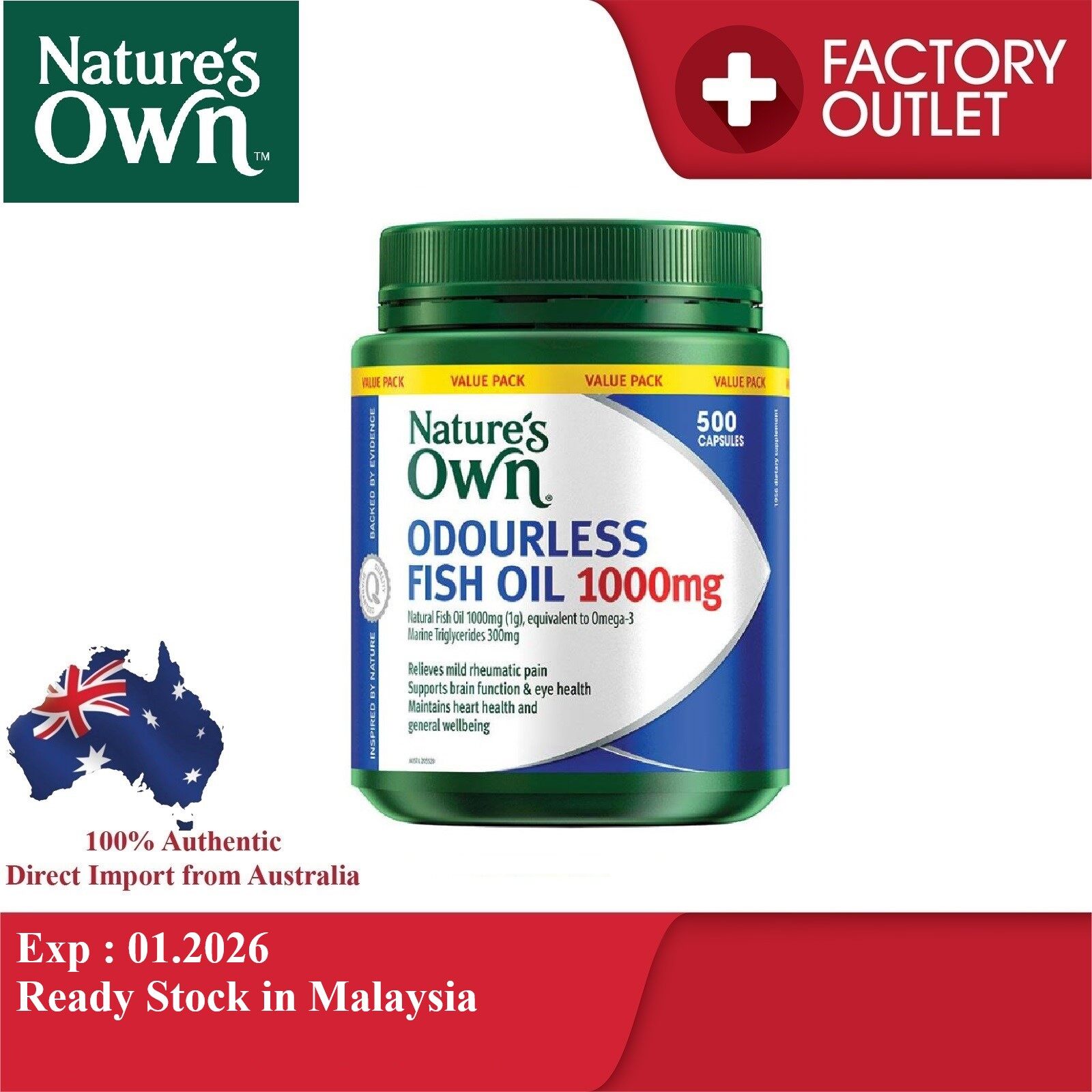 Nature s Own Odourless Fish Oil 1000mg 500 Capsules Exclusive Size Lazada