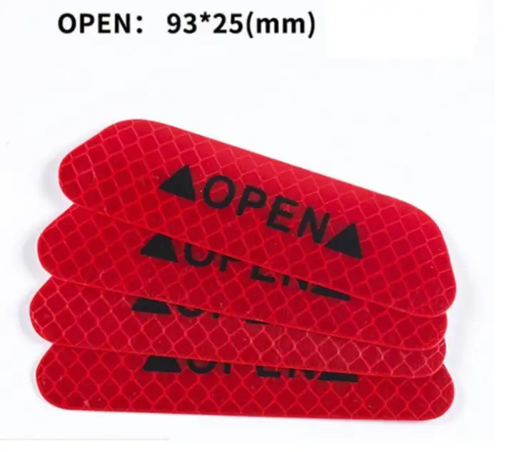 4pcs Car Door Open Sticker Reflective Tape Safety Warning Decal
