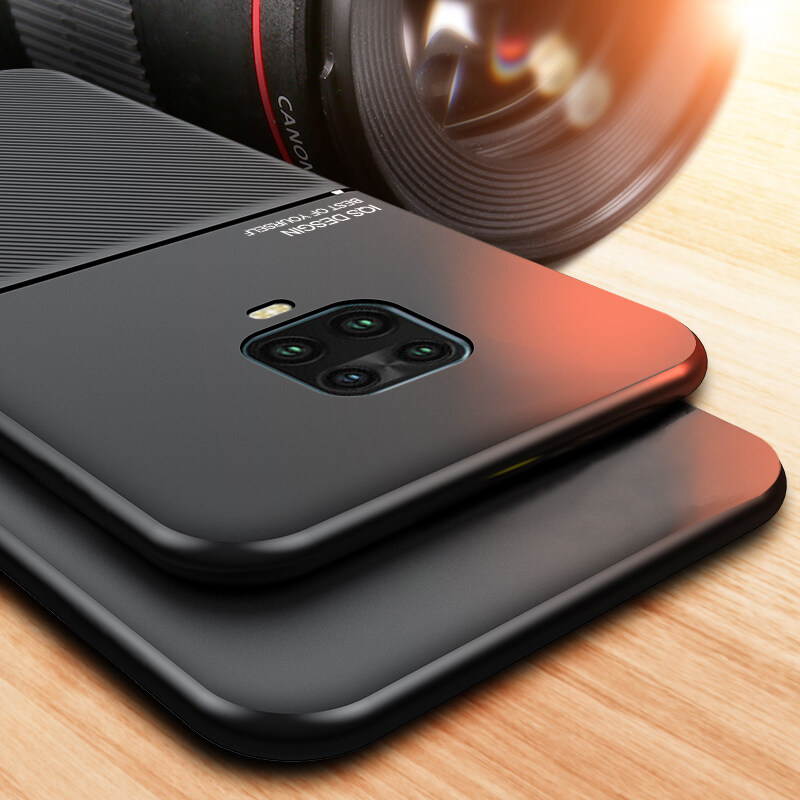 Hontinga For Xiaomi Redmi Note 9S Case Xiaomi Redmi Note 9 Pro Case Slim Leather Texture Casing Fahion Slim Matte Protective Phone Case Cove Shockproof Cases Coque   Handphone Case