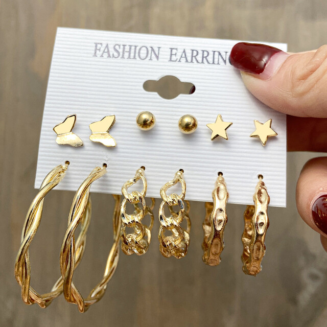 17MILE Trendy Metal Pearl Stud Earrings Set For Women Vintage Gold Color Round Hoop Earrings Set 2021Earrings Jewelry Gifts