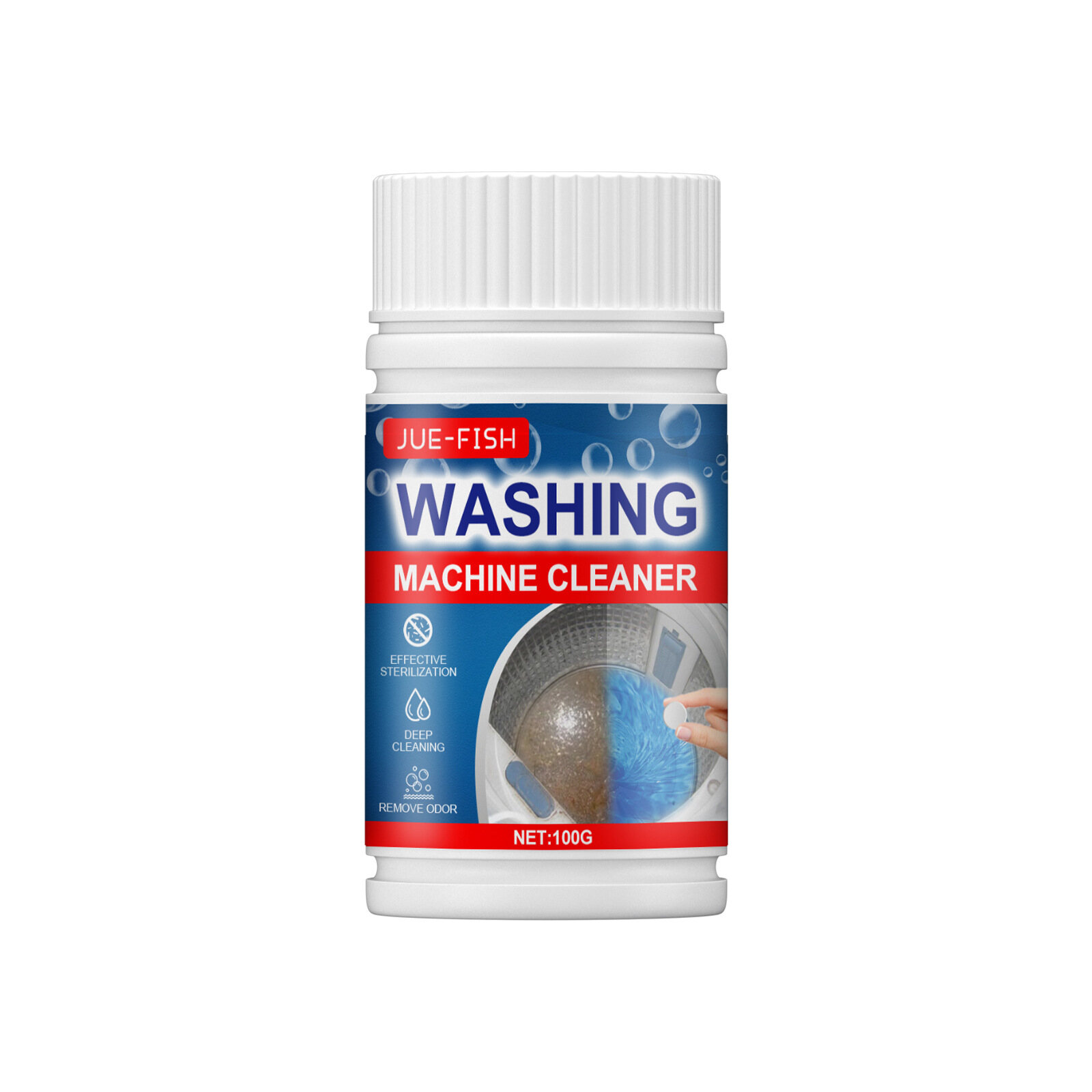 JUE-FISH 100g Washing Machine Cleaner Effervescent Tablets Remove Mycete Deodorant Cleaning Agent Pills Remove Dirt Detergent Cleaning Tools Washing Machine Cleaner Effervescent Tablet Deep Cleaning Washer Deodorant Remove Stain Detergent Washing Machine