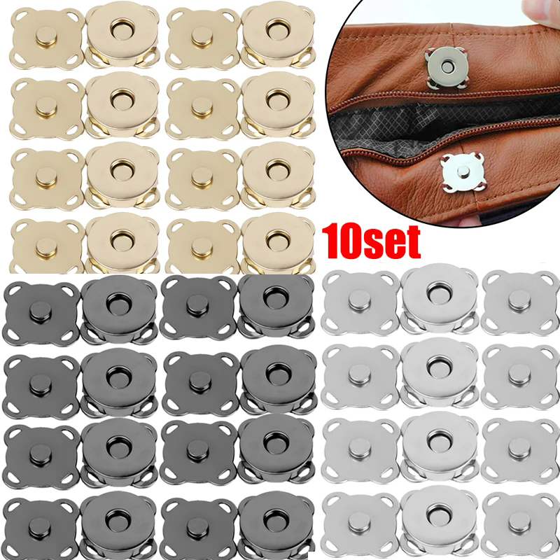 10Sets Bags Magnetic Snap Button Fasteners Clasps Buttons Handbag Purse Wallet Craft Bags Parts Mini Adsorption Buckle