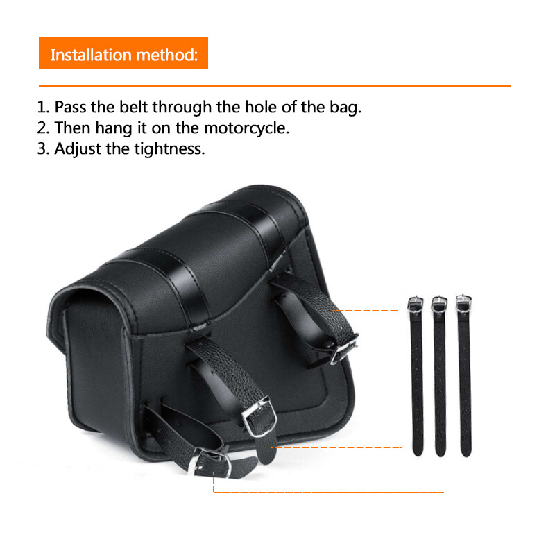A Pair Left &Right Side Universal Motorcycle Saddle Bag Black PU Leather Motorcycle Saddlebags Side Bag Saddle Bag Pouch Black