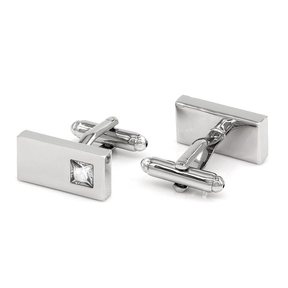 Kemstone Clear Crystal Cufflinks Silver Plated Mens Jewelry for Wedding