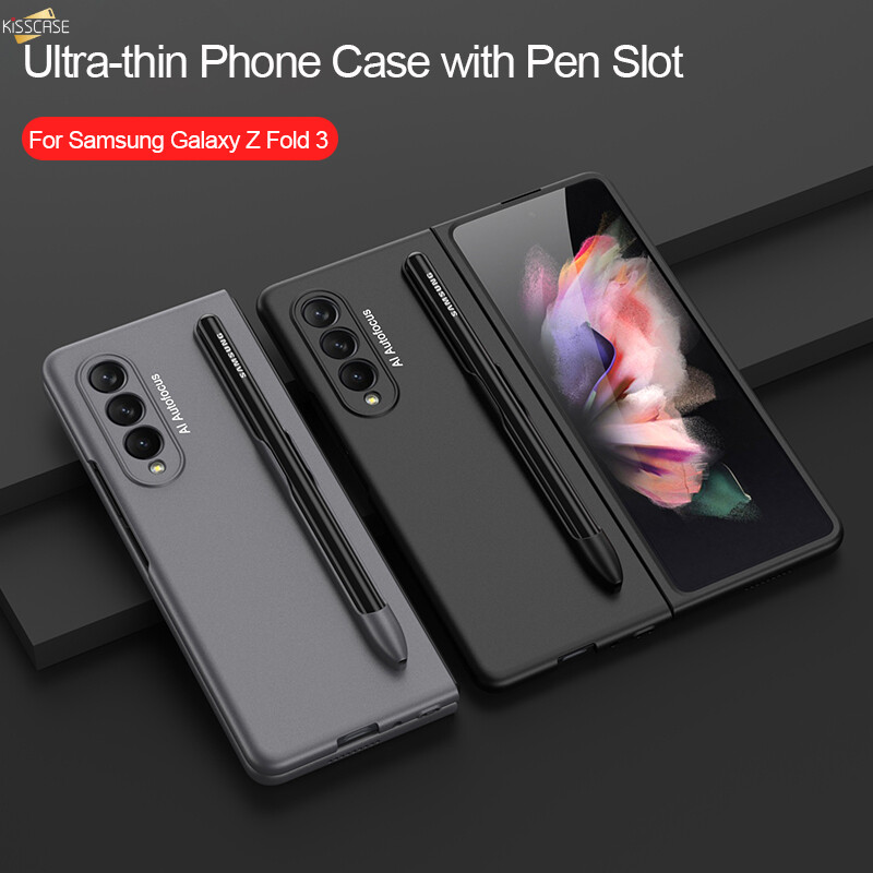 [With Pen Holder]KISSCASE for Samsung Galaxy Z Fold 3 5G Ultra ThinPhone Case Matte with S Pen Slot Full Protection Back Cover for Galaxy Z Fold 3