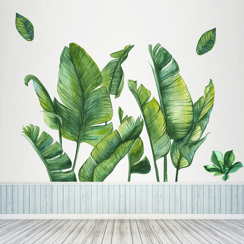 [KA Hues] Green Leaf Plant Wall Sticker Decal Home Decor Mural Removable Art Decals PVC Stickers