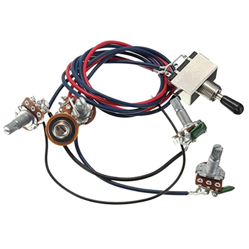Lp Electric Guitar Pickups Wiring Harness Kit 2T2V 500K Pots 3 Way Switch With Jack For Dual Humbucker Gibson Les Pual Style Guitar Replacements