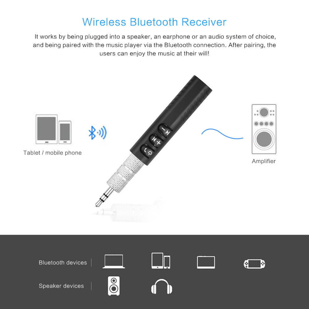 Kebidumei Bộ Thu Bluetooth Không Dây Mini Giắc Cắm 3.5Mm Bộ Chuyển Đổi Âm Nhạc Âm Thanh Bluetooth Kèm Mic Cho Loa Tai Nghe