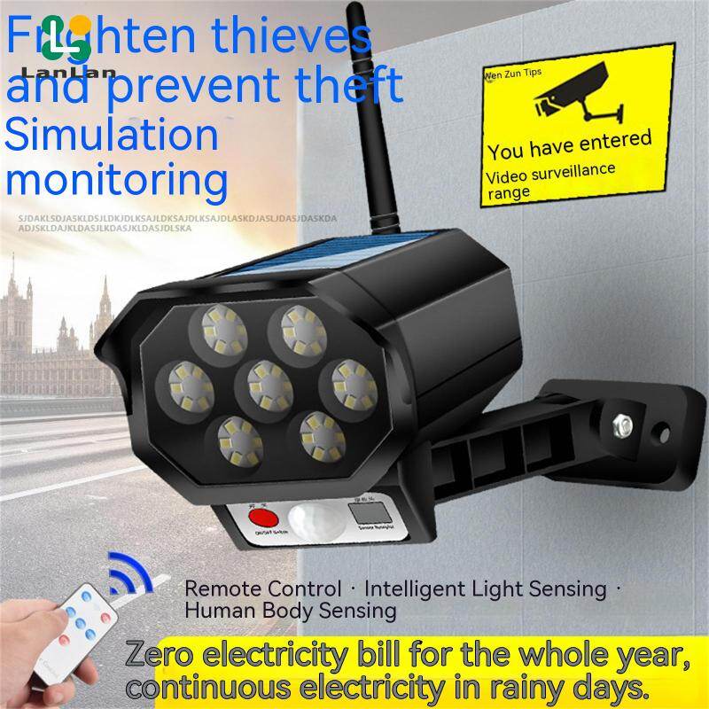 LanLan 42led Solar Security Light Motion Sensor Simulation Outdoor Fake Camera Rural Garden Wall Lamp Waterproof