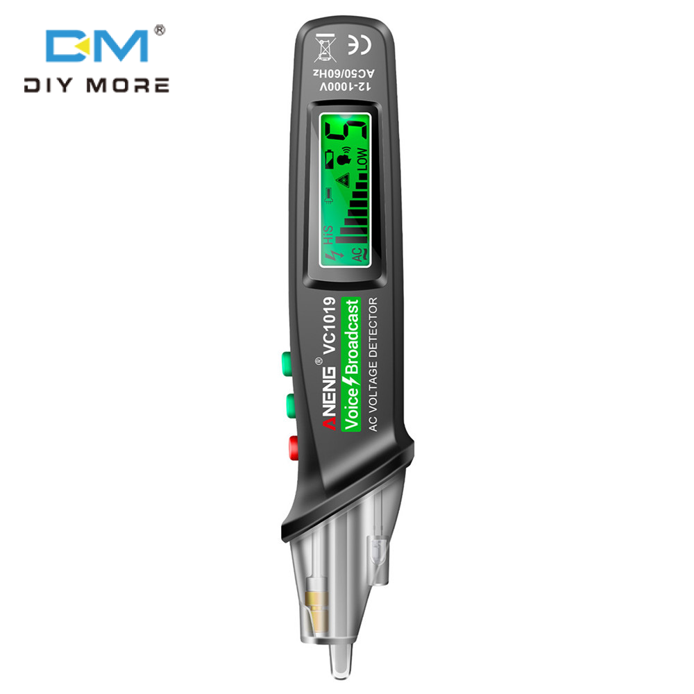 Diymore VC1019 Voltage Tester Non-Contact AC 12V-1000V Electrical Tester with LCD Display Buzzer Alarm Wire Breakpoint Finder