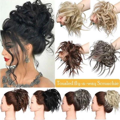 7 Inch Messy Bun Tousled hairpiece Elastic Band Chignon hair Updo Cover Synthetic Hairpiece for women